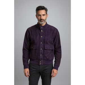 Valstarino Vera Pelle Leather Men Jacket - Purple - Faded - Size: 50